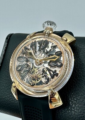 GaGa Milano Manuale 48 Crystal Rose Gold Plate Swiss ETA