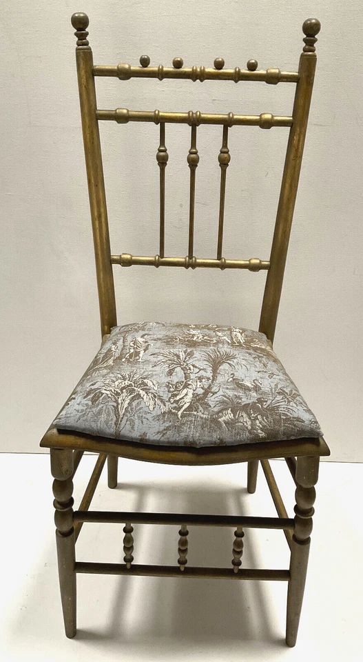 Cadeira Chiavari antiga madeira dourada estilo Hollywood Regency - Imagem 2 de 4