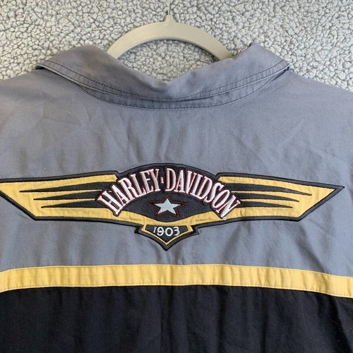 Harley Davidson Mechanic Shop Hemd Herren XL HOG SS schwarz/gelb bestickt - Bild 10 von 15