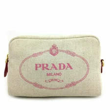 PRADA Canapa Canvas Cosmetic Pouch Bag /R0373