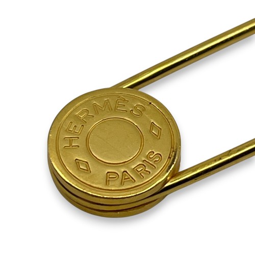 Broche de seguridad Hermes Clou de Selle serie tono dorado bufanda solapa prendedor auténtico - Imagen 15 de 21