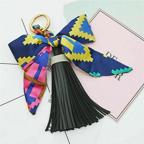 Women Metal Key Tassel Leather Bag Chain Keychain Pendant Ring Car Handbag Charm - Picture 5 of 14