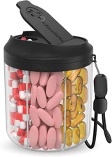 Pill Bottle Organizer with 7 Large Compartments, Pill Dispenser for Travel