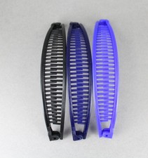 Black Blue Navy 3 banana hair clips comb claw teeth plastic 7"long around curve
