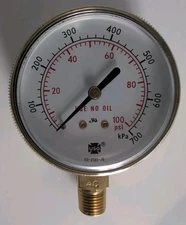 AMETEK USG CU-2581-JC Pressure Gauge, 0-100psi, 0-700kPa, 2-1/2" Face, 1/4" NPT