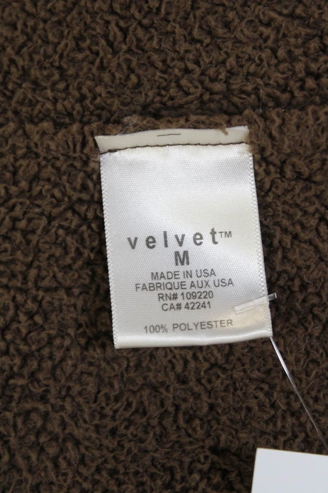 天鹅绒女式全拉链模拟领夹克巧克力棕色 M 码 — 第 4/4 张图片