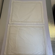 Frette Italian 100 Cotton Pillow Shams Set Of 2 Embroidery 28x 20" Cream Gold