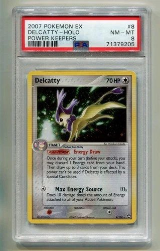 2007 POKEMON EX POWER KEEPERS DELCATTY #8/108 RARE HOLO FOIL PSA 8 P1