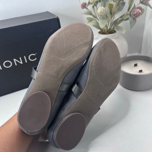 Vionic Joseline Mary Jane Leather Flats Pewter Women's 9.5M NWB Comfort Shoe - Picture 8 of 10
