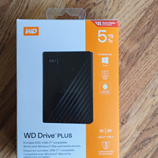 WD Drive Plus 5TB Portable External HDD Black USB-C/USB-A Password Protection