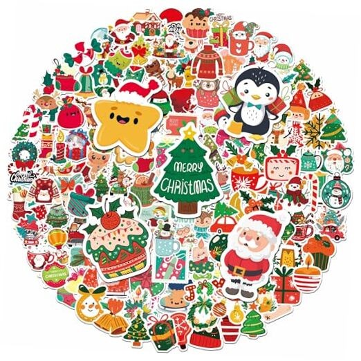 150 PCS Cute Christmas Stickers, Water Bottle Stickers for Kids, Vinyl 