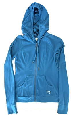 Burberry Hoodie Sweatshirt Blue; Plaid Hood Lining Sz L (runs sm can fit M) Exc!