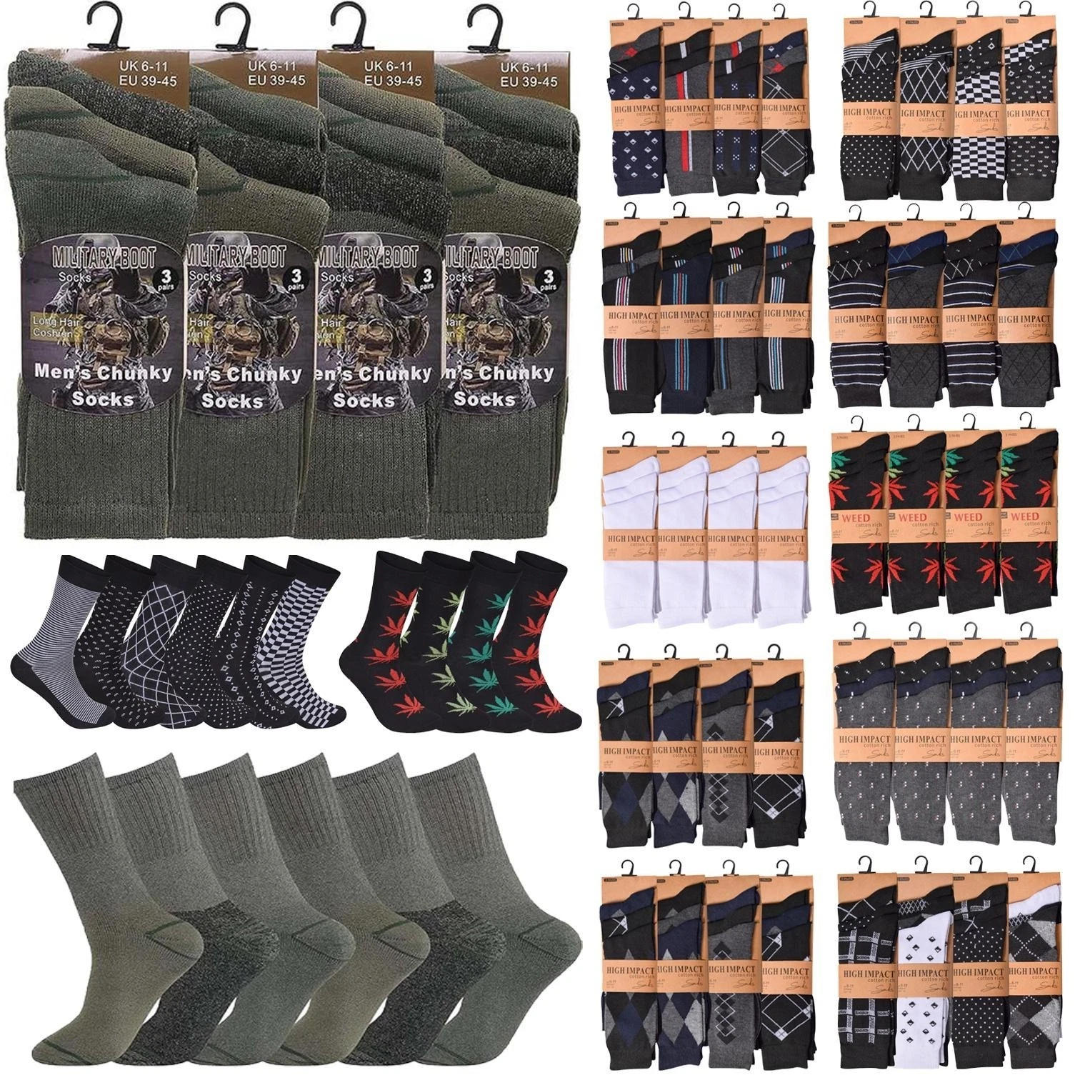 Men's Army Military Patrol Combat High Performance Hiking Padded Warm Shocks