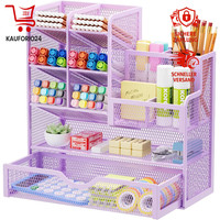 Schreibtisch-Organizer Multifunktional Stiftehalter Mit Schublade Violett