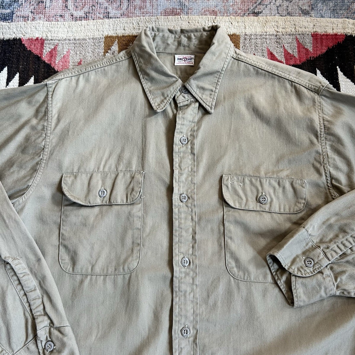 Vintage 1950s Big Yank Sanforized Cotton Twill Work Shirt Sz