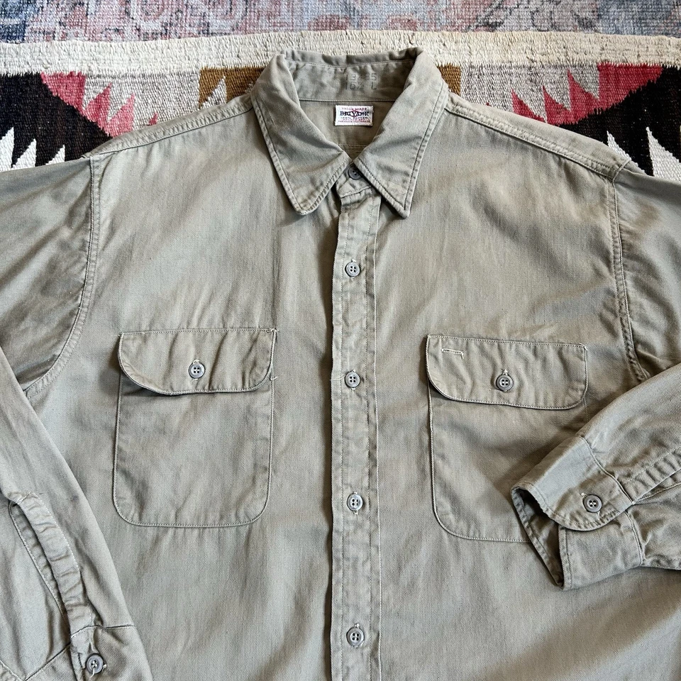 Camisa de Trabajo Big Yank Vintage Años 50 Sarga de Algodón Sanforizado Talla L - 16.5 Foto 2 de 4