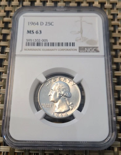 1964 D (DENVER) 25C Washington Quarter NGC Graded MS-63 90% Silver #577