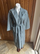 Vintage A Royal Robe Men s Plaid Cotton Sleepwear Size M/L Campbell Green Blue