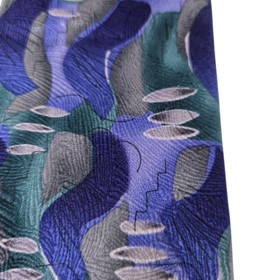 Corbata para Hombre J Garcia Azul Gris 'Duckworm Alarm' Edición Limitada Seda Clásica Foto 3 de 4