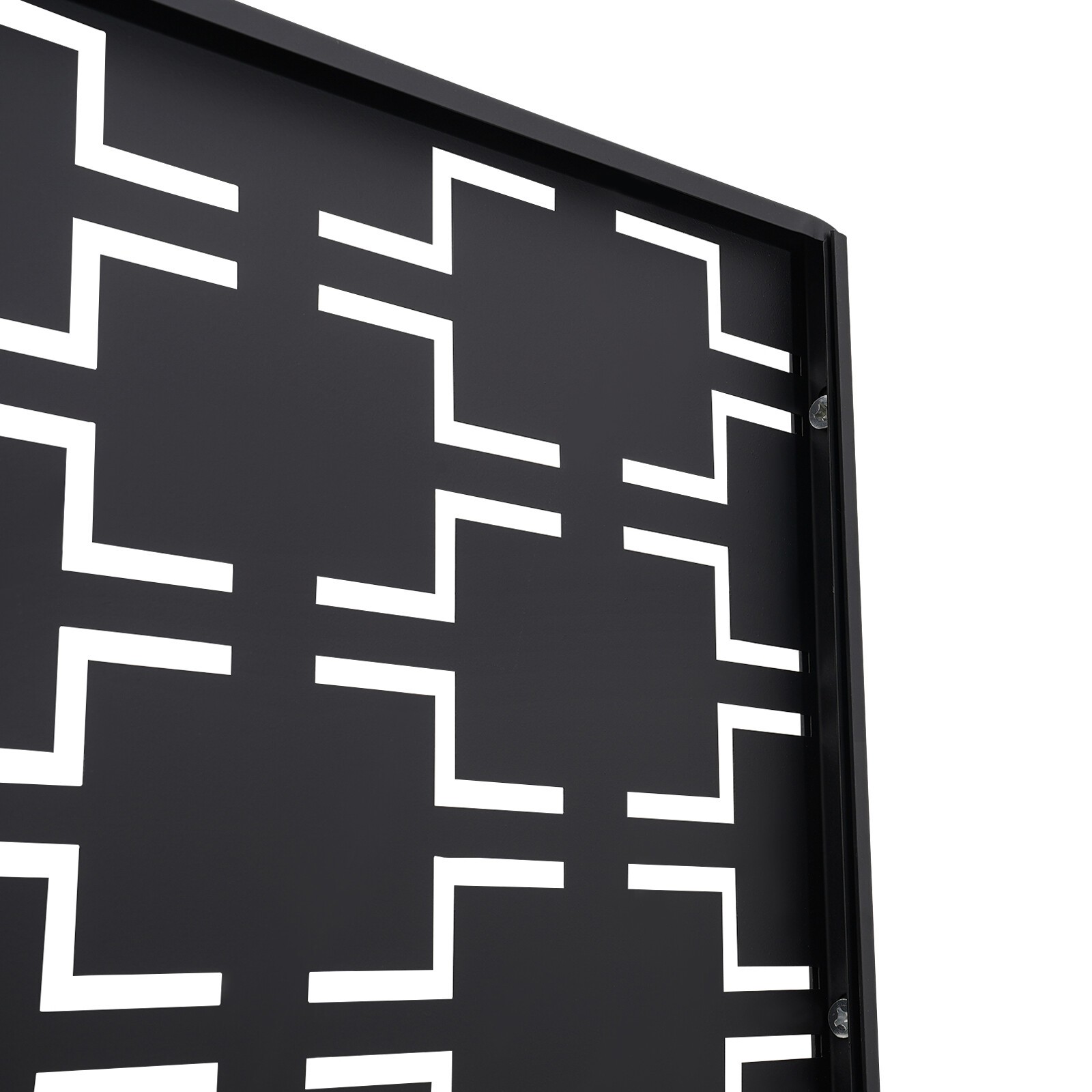 Privacy Screen Metal Freestanding Decorative Fence for Patio Balcony Porch Black