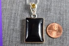 Navajo Ray Begay Black Onyx & Citrine 925 & 12k Gold Pendant 18" Necklace 20.3g