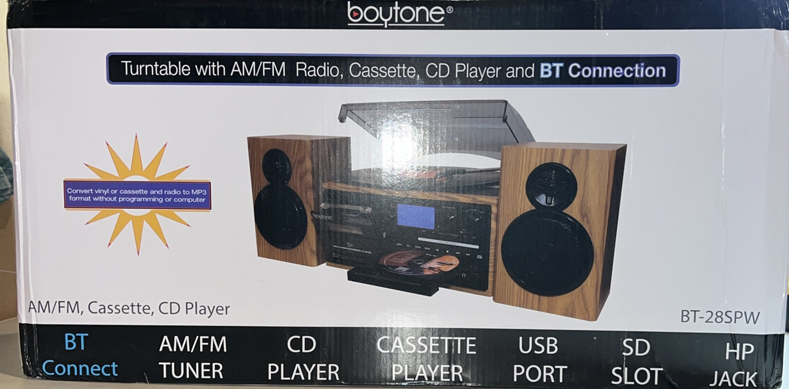 Boytone BT-28SPW Bluetooth Classic Style CD Player Turntable