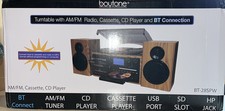 Boytone BT-28SPW Bluetooth Classic Style CD Player Turntable with AM/FM Radio