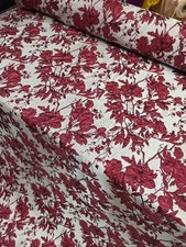 Brocade Fabric Burgundy Metallic Floral Jacquard Fabric Sold By The Yard