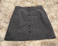J. Crew Corduroy Charcoal Gray Mini Skirt Cotton Button Front Skirt Sz 0 Preppy
