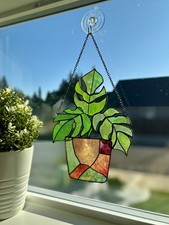 Handmade Stained Glass Plant Suncatcher Window Hanging. C655 