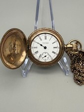 Waltham Pocket Seaside Watch 37mm 0S 7J Hunter Gold Filled Missing Hand Crystal