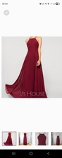 JJ'S House women mediumburgundy bridesmaid cocktail chiffon maxi dress