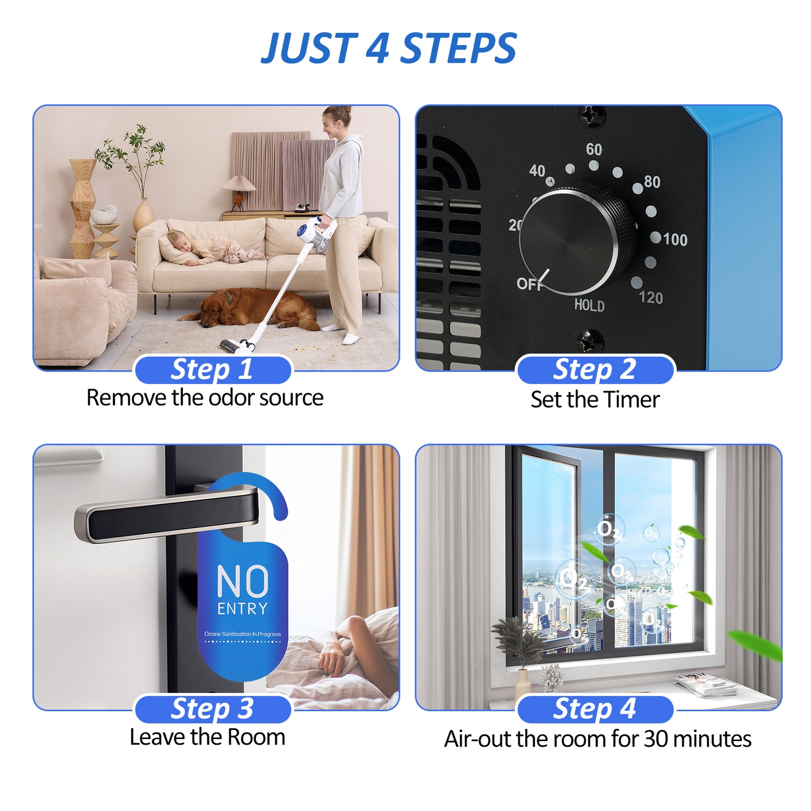 .O3 Generator Portable O3 Machine Odor Removal O₃ Ionizer Deodorizer Air