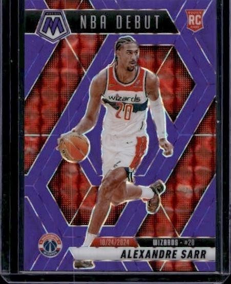 2024-25 Panini Mosaic #254 Alexandre Sarr Purple Fluorescent Mosaic #/249