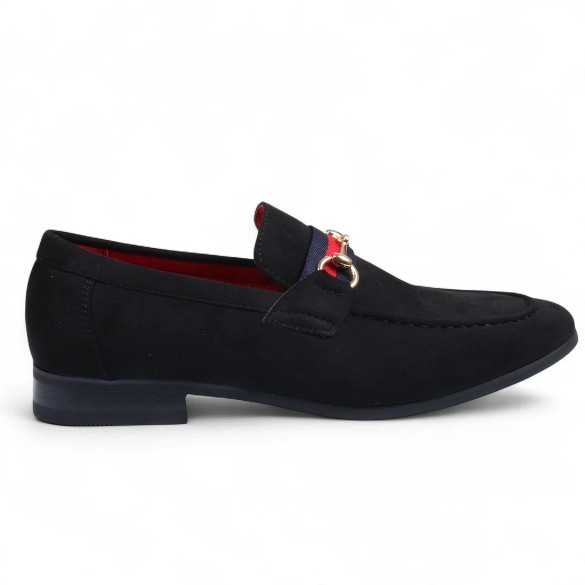 Hombre Mocasines Ante con Hebilla Dorada Cuero Forrado Slip-On Zapatos Vestido