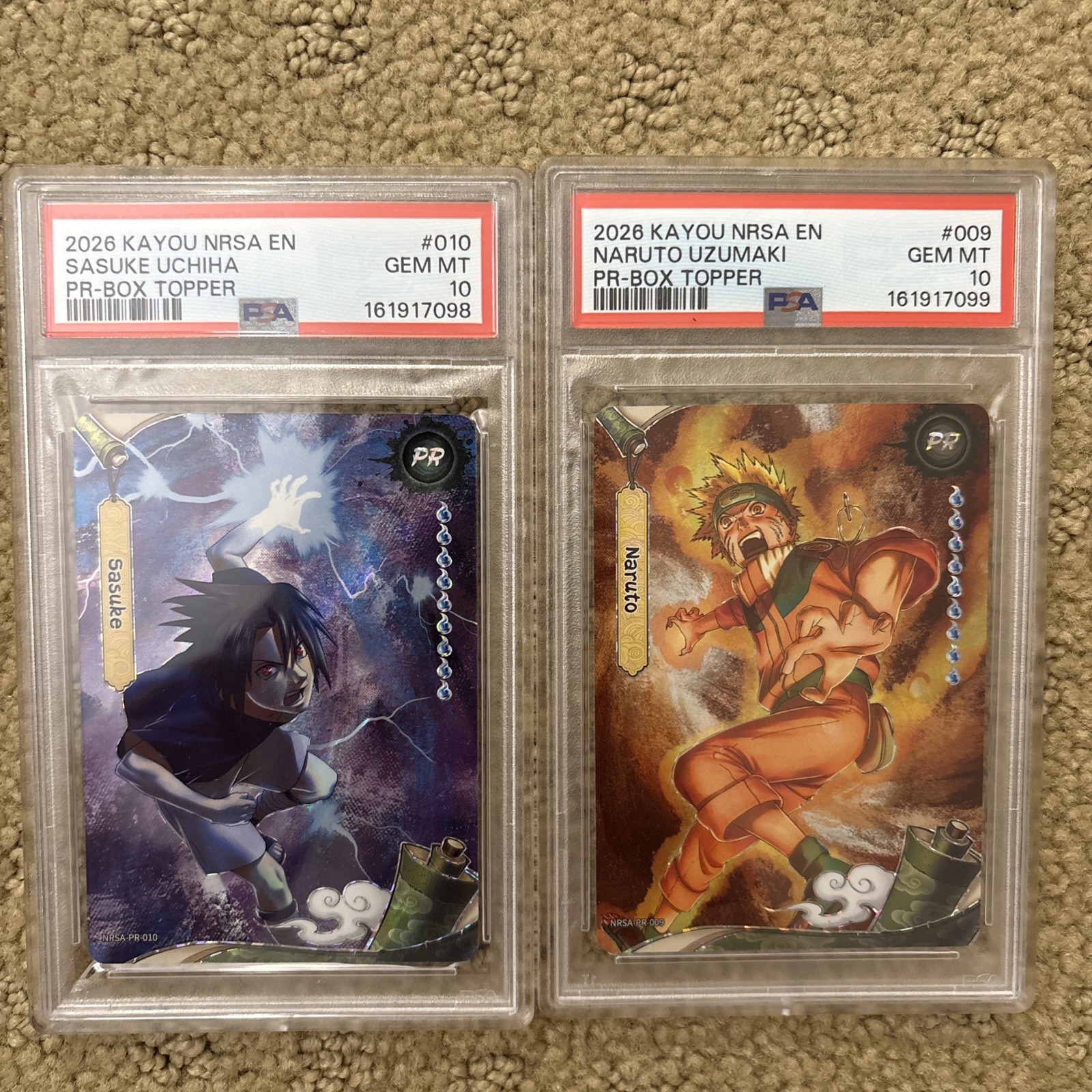 Sequential PSA 10 Set Kayou Naruto Sasuke Promo Box Topper 