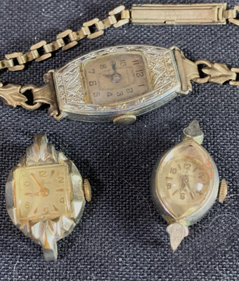 (BEO 6) Lot of 3 Old Vintage Watches for Parts, Helbros etc