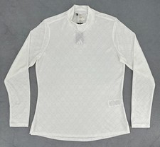 Adidas Polo Shirt Womens Medium White Heat.RDY Golf Long Sleeve Mock Neck Logo