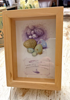Marjolein Bastin shadow box framed print bird nest eggs 3-D new beginning