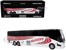 PREVOST H3-45 COACH BUS "HOLIDAY TOURS" WHITE 1/64 BY ICONIC REPLICAS 64-0616