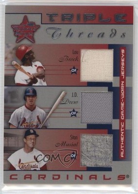 2002 Leaf Rookies & Stars Triple Threads Lou Brock JD Drew Stan Musial HOF 05bt