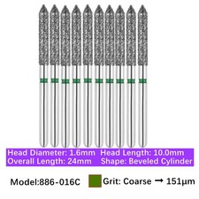 Vakker Dental Bevel Cylinder FG Diamond Burs 886-016C Coarse 10/pk