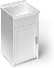 Freestanding White Resin Basin – Indoor/Outdoor Use with Built‑in Storage