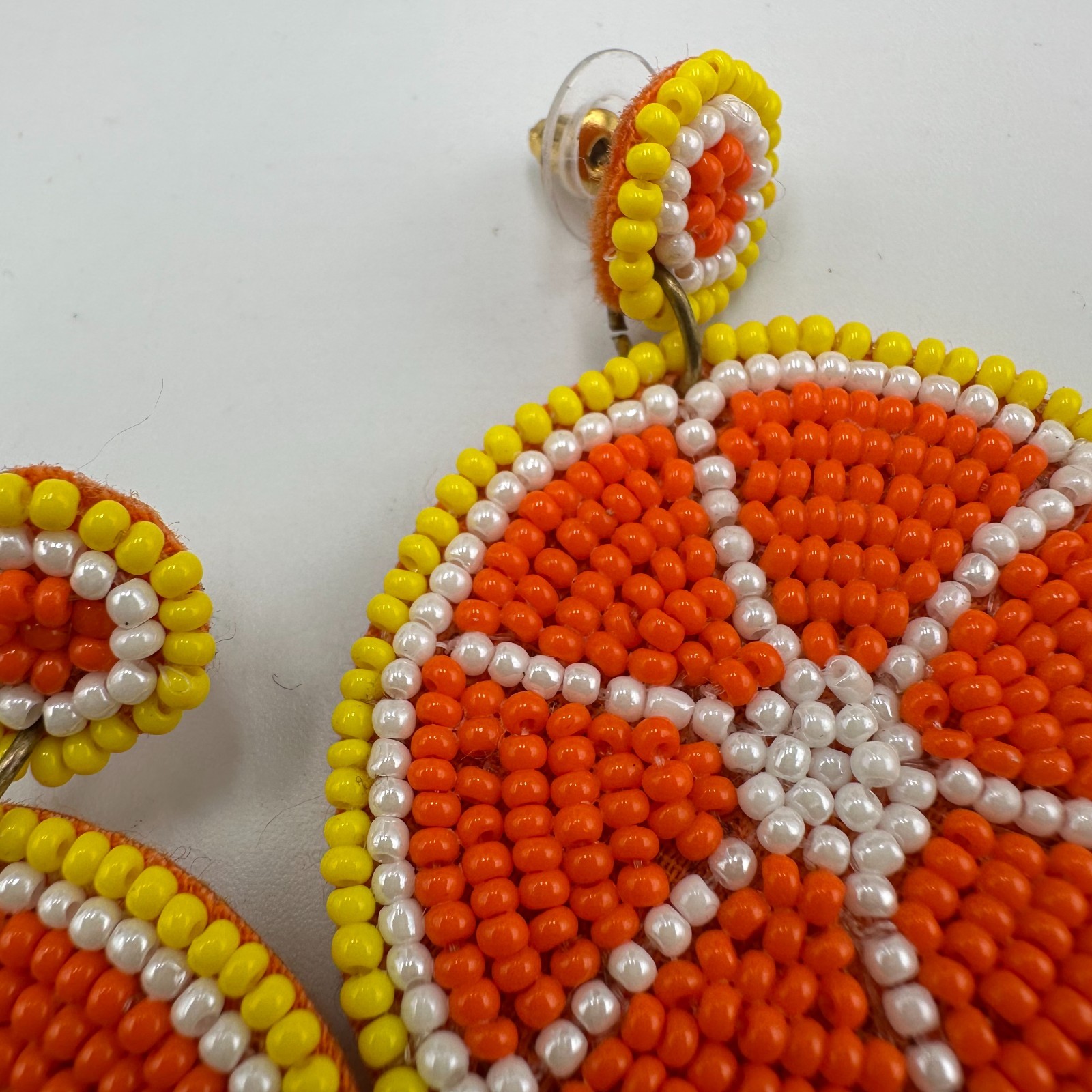 Orange Fruit Beaded Statement Earrings Pierced La… - image 6