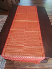 Oriental Table Runner Orange 4 1/2 Fringe Bea...