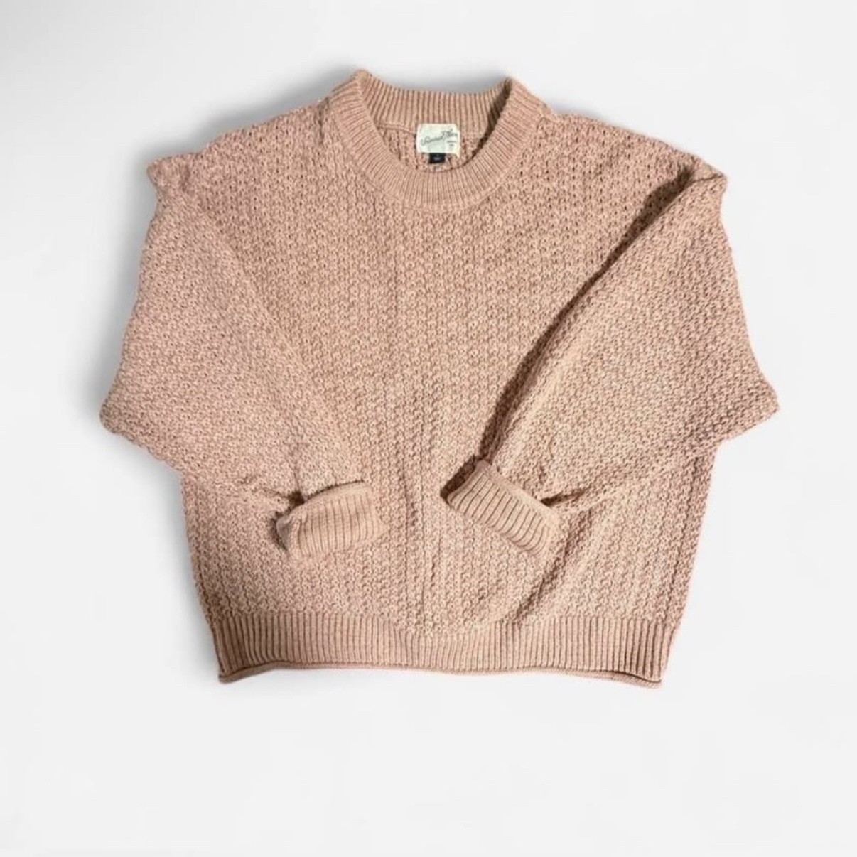 Textured Pink Knitted Universal Threads Sweater S… - image 1