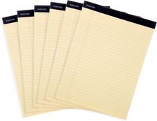 Legal Pads -  BASIC CANARY 6Pk, 8.5In X 11In, WIDE RULED 