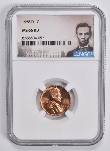 MS66 RD 1958-D Lincoln Wheat Cent Penny NGC Special Lbl *5584