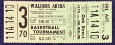 1970 MINNESOTA STATE HIGH SCHOOL BOYS BASKETBALL TOURNAMENT TICKET STUB TOUGH
