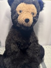 Vintage Teddy Bear Dakin 1976 Sitting Plush Black Bear Brown Face Stuffed Animal